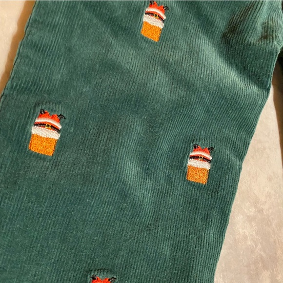 NWT Castaway Santa Stuck Chimney Embroidered Corduroy Green Hunter Christmas New - Picture 2 of 10